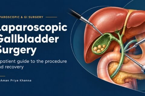 Laparoscopic gallbladder surgery showing the gallbladder, gallstones and surgical instruments.